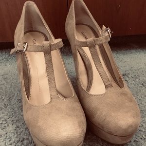 Gianni Bini Nude T-Strap Platform Heels